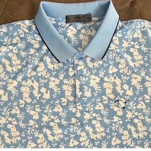 G/FORE Men's Blossom Rib Collar Tech Jersey Short Sleeve Blue Polo Size XXL